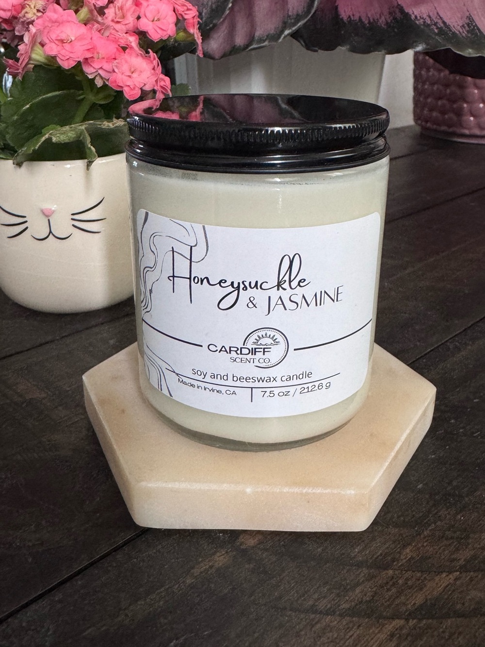 Honeysuckle & Jasmine Soy Beeswax Candle - Cream